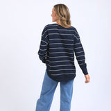 Foxwood | Classic Stripe Simplified Crew - Navy/White Stripe