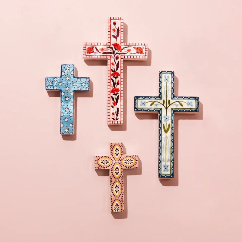Jones & Co | Samira Large Cross - Blue Flower