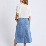 Elm | Scallop Edge Denim Skirt - Light Blue Wash