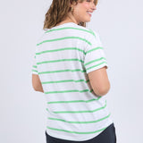 Elm | Halli Tee - White/Spring Green Stripe