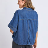 Elm | Demi Short Sleeve Denim Shirt - Dark Blue Wash