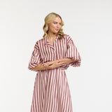 Urban Luxury | Striped Puff Sleeve Shirt - Pink/Berry