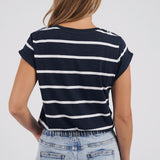 Foxwood | Manly Stripe Tee - Navy/White Stripe