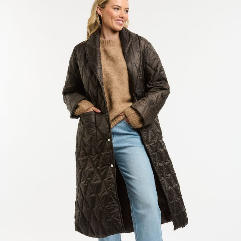 Urban Luxury | Quilted Puffer Coat - Chocolate