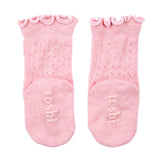 Toshi | Organic Socks Knee Frilly Lace - Misty Rose