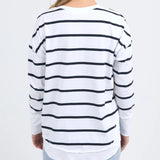 Foxwood | Farrah Stripe Long Sleeve - White/Navy