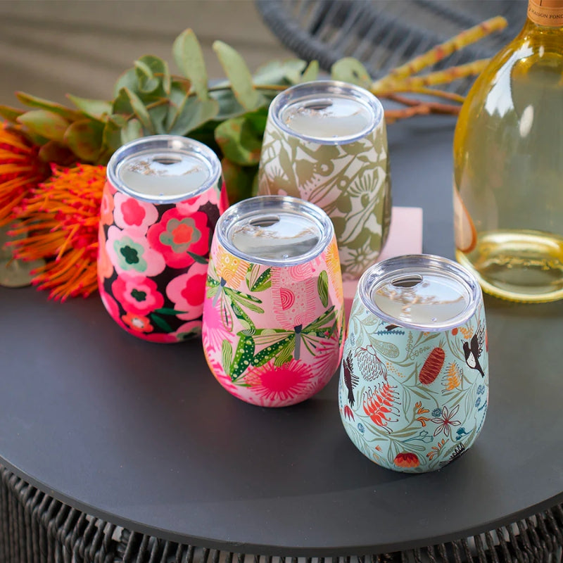 Annabel Trends | Double Walled Wine Tumbler - Magpie Floral