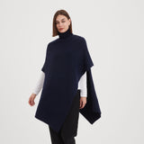 Tirelli | Button Detail Asymmetric Poncho - Navy