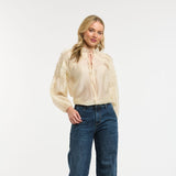 Urban Luxury | Ruffled Tie Neck Blouse - Champagne