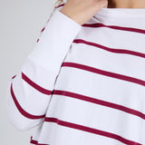 Foxwood | Farrah Stripe Long Sleeve - White/Beetroot Red