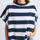 Elm | Gab Short Sleeve Sweat - Navy Stripe