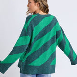 Elm | Sage Diagonal Knit - Turquoise/Teal Stripe