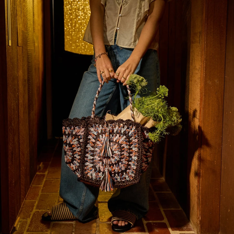 Sage x Clare | Solara Raffia Bag - Umber