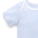 Purebaby | 2 Pack Easy Neck S/S Bodysuit - Pale Blue Bear