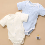 Purebaby | 2 Pack Easy Neck S/S Bodysuit - Pale Blue Bear