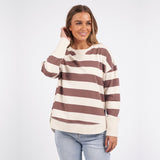 Foxwood | Striped Delilah Crew - Mocha