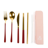 The Somewhere Co | Cutlery Kit - Gold/Burgundy