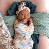 Jersey Wrap & Beanie Set - Summer Palm