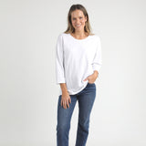 Elm | Annie 3/4 Sleeve Tee - White