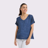 Love From Italy | Calypso V-Neck S/S Top - Navy