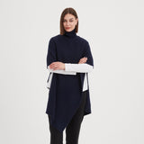 Tirelli | Button Detail Asymmetric Poncho - Navy