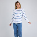 Foxwood | Farrah Stripe Long Sleeve - White/Cornet Blue