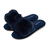 Annabel Trends | Cosy Luxe Pom Pom Slippers - Navy