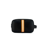 Black Caviar Designs | Hugo Wash Bag - Black & Orange Stripe