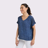 Love From Italy | Calypso V-Neck S/S Top - Navy