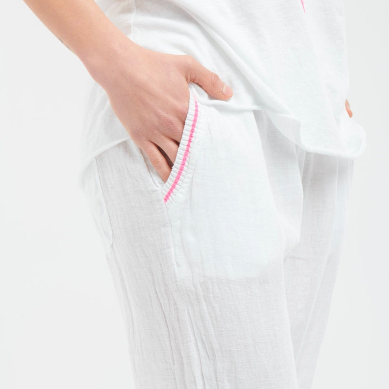 Italian Star | Summertime Linen Pant - White/Pink