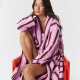 Hommey | Stripe Terry Robe - Fuchsia