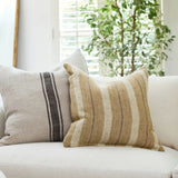 Marigold Linen Multi Stripe Cushion - Orange