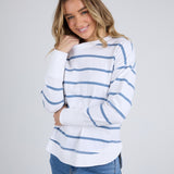 Foxwood | Farrah Stripe Long Sleeve - White/Cornet Blue