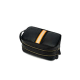 Black Caviar Designs | Hugo Wash Bag - Black & Orange Stripe