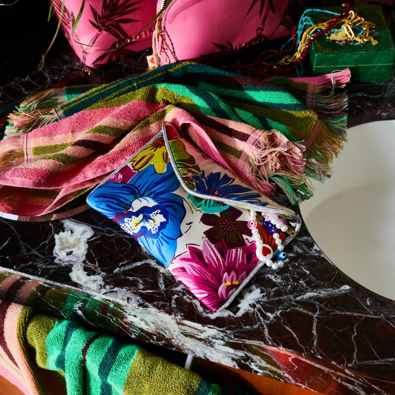 Sage x Clare | Ines Silk Pouch - Porcelain