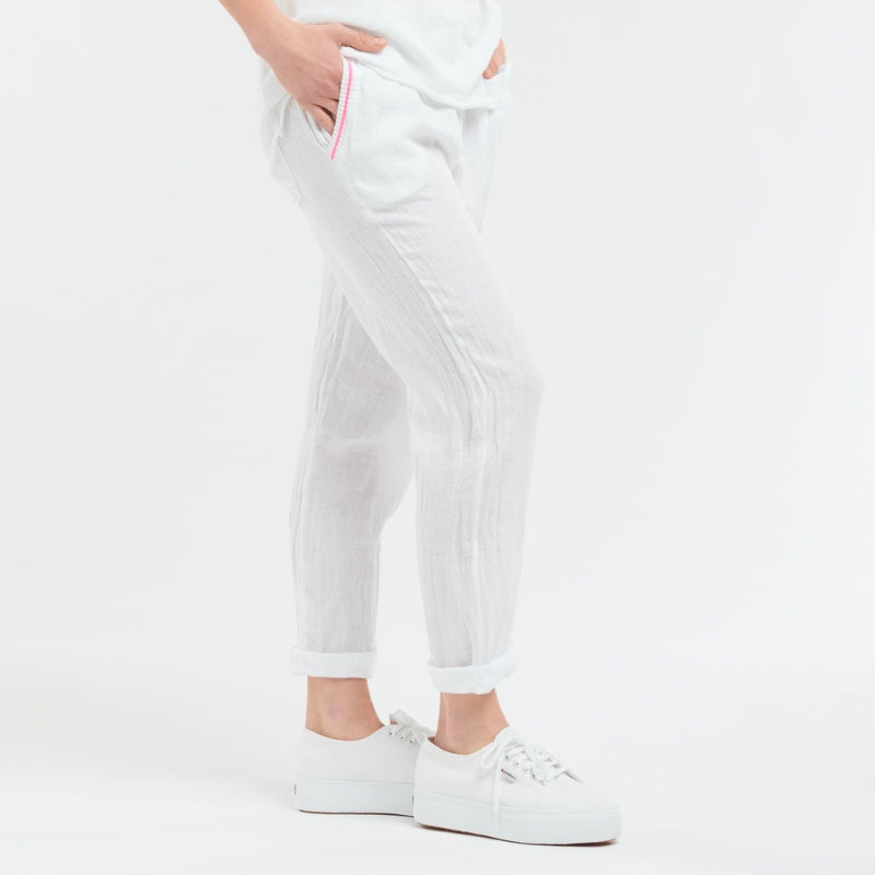Italian Star | Summertime Linen Pant - White/Pink