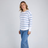 Foxwood | Farrah Stripe Long Sleeve - White/Cornet Blue