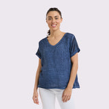 Love From Italy | Calypso V-Neck S/S Top - Navy