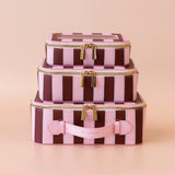 Fox & Fallow | Cosmetic Nested Trio Set - Burgundy Stripe