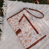 OiOi | Change Mat Clutch - Peach Paisley/Tan