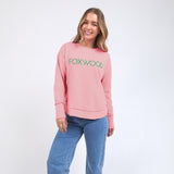 Foxwood | Simplified Metallic Crew - Pink With Emerald Green