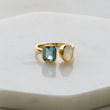 Zafino | Skylar Ring - Moonstone/Blue Topez