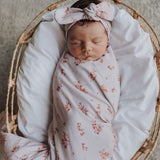 Snuggle Hunny | Baby Jersey Wrap & Topknot Set - Esther