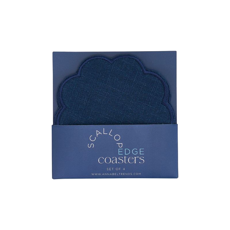 Annabel Trends | Stonewashed Scallop Coaster Set - Navy