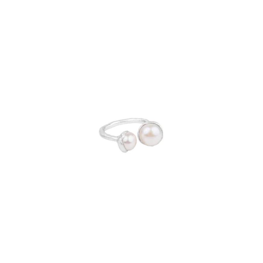 Fairley | Double Pearl Ring - Silver