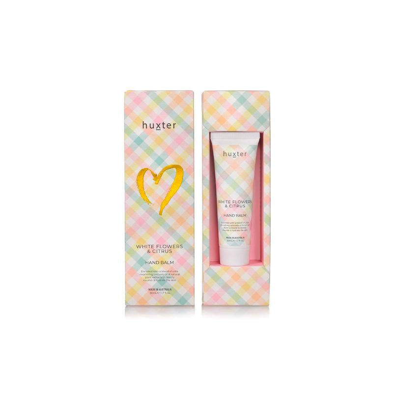 Huxter | Pastel Checks Hand Balm Gift Box - White Flowers & Citrus 50ml