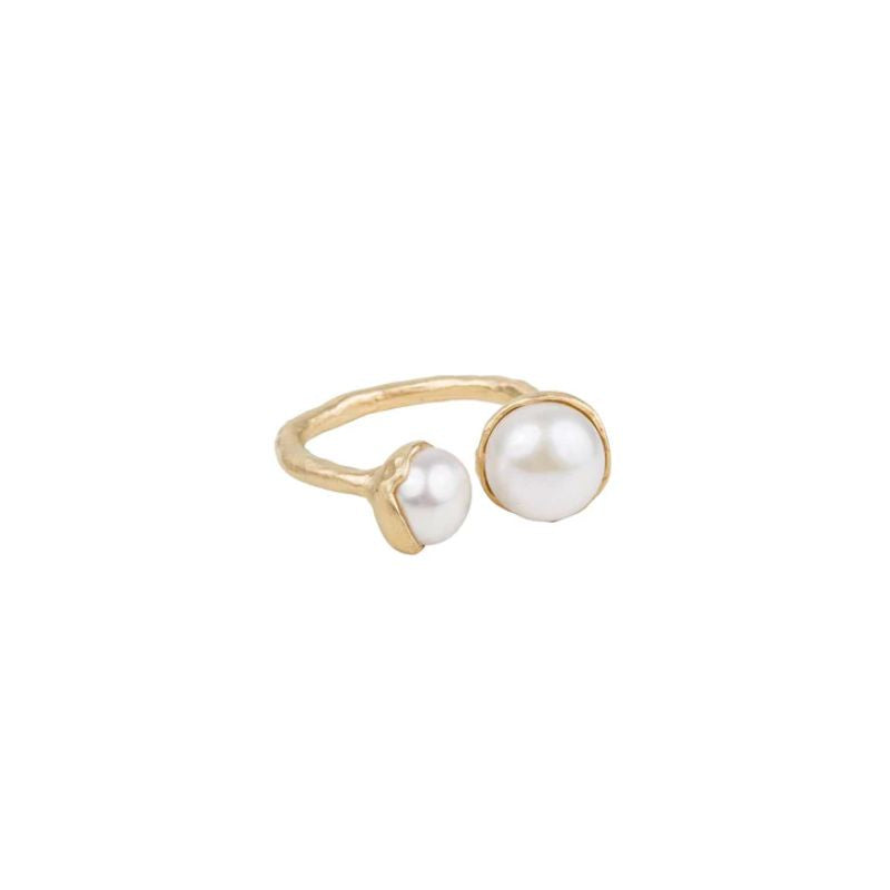 Fairley | Double Pearl Ring - Gold
