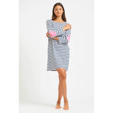 Est 1971 | Breton Organic Cotton Dress - Stripe/Hot Pink