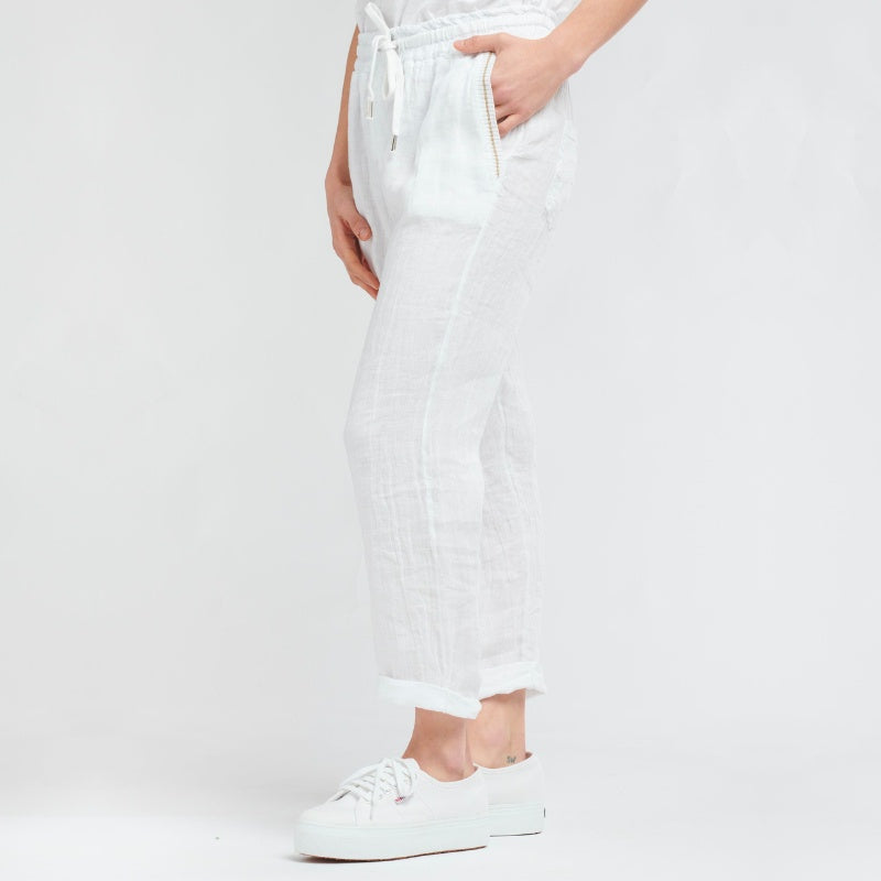 Italian Star | Summertime Linen Pant - White/Gold