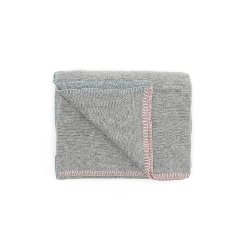 Nana Huchy | Baby Blue Pink Stitch Baby Blanket